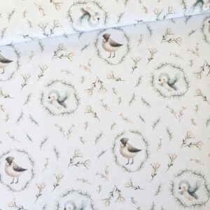 Tela Infantil Pájaros y hojas- Tulipatch