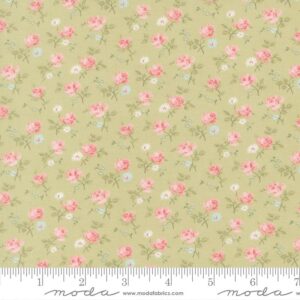 Tela Small flowers green Abide - Tulipatch