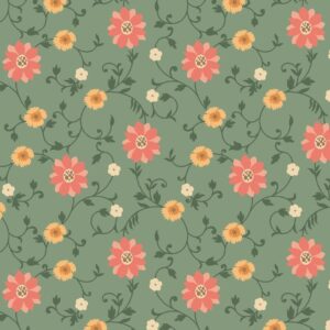 Tela Scrolly Flower Maple & Marigolds - Tulipatch