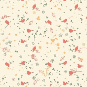 Tela Tiny Bird with Flowers Maple & Marigolds -Tulipatch