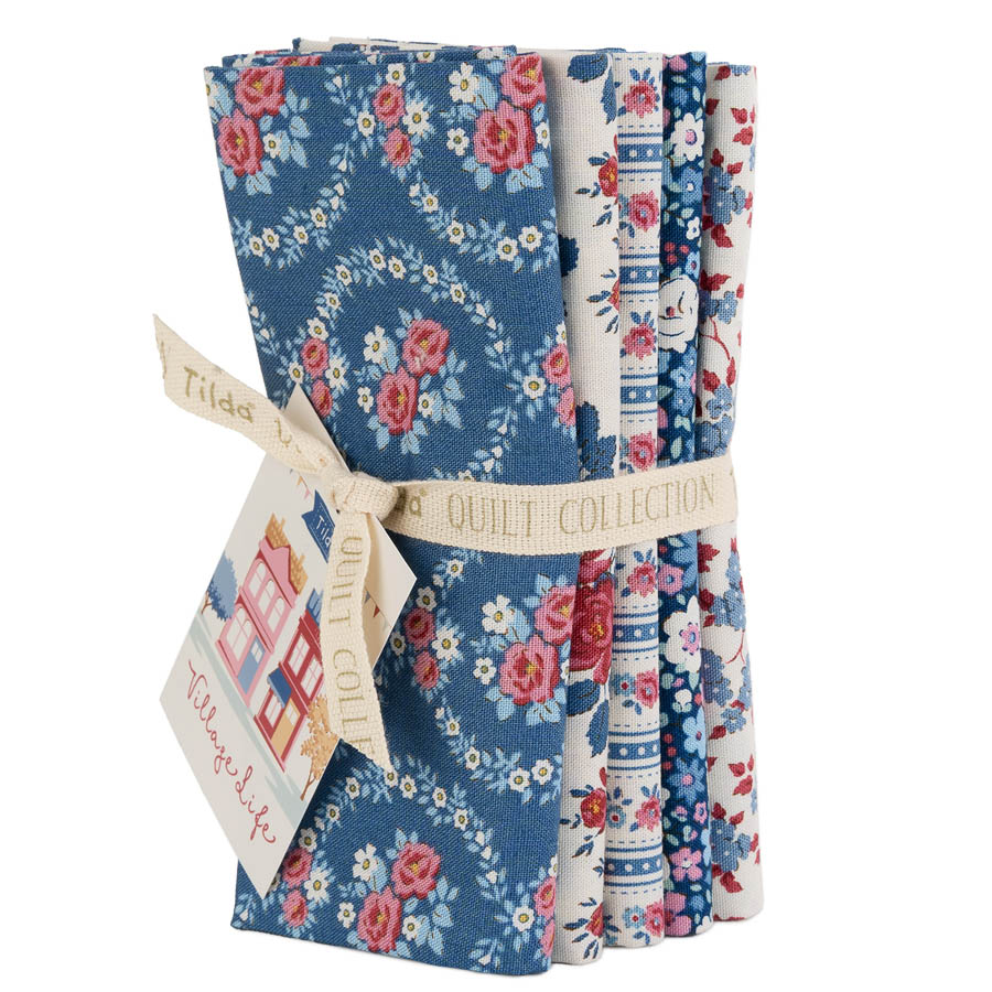 Pack Telas Tilda Village Life Blue - Tulipatch