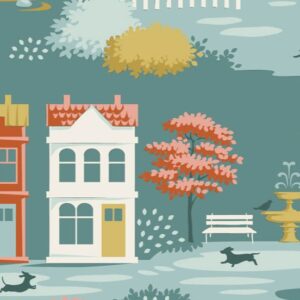 Tela Tilda Village Teal Village Life - Tulipatch